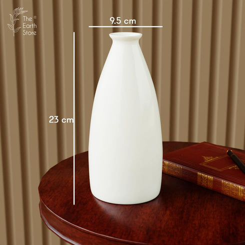 White Bottle Ceramic Flower Vase - The Earth Store - Vase